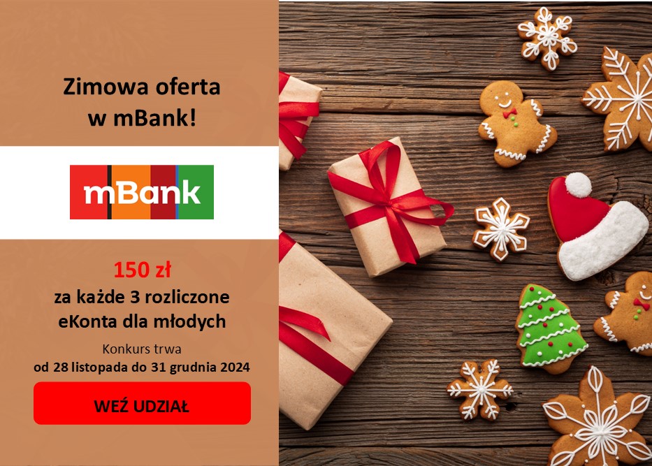 Zimą warto promować mBank. Postaw na konta dla młodych i zyskaj 150 zł ekstra