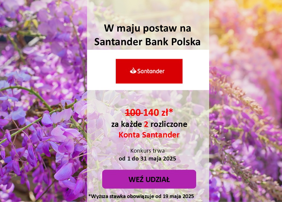 Promuj KONTO SANTANDER. W maju zgarnij konkursowe BONUSY