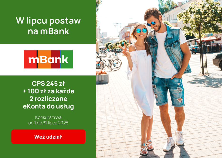W lipcu postaw na mBank. Zyskaj bonus 100 zł za każde 2 rozliczone eKonta do usług