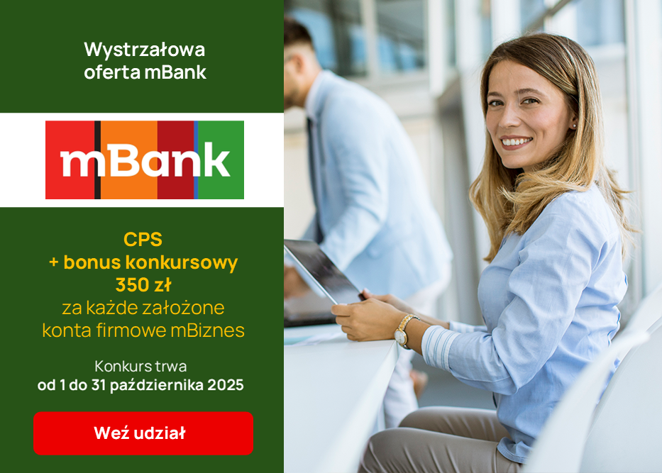 W październiku postaw na mBank. Zyskaj konkursowy bonus 350 zł za każde konto firmowe