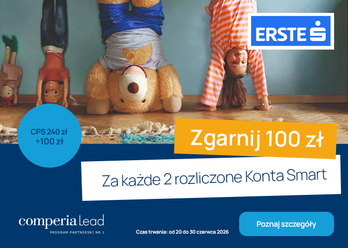 Promuj Erste Bank Polska. Odbierz 100 zł za każde 2 rozliczone Konta Smart oraz CPS 240 zł