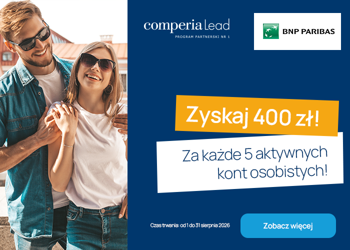 Im więcej kont, tym więcej pieniędzy. Odbierz 400 zł za każde 5 aktywnych kont osobistych BNP Paribas