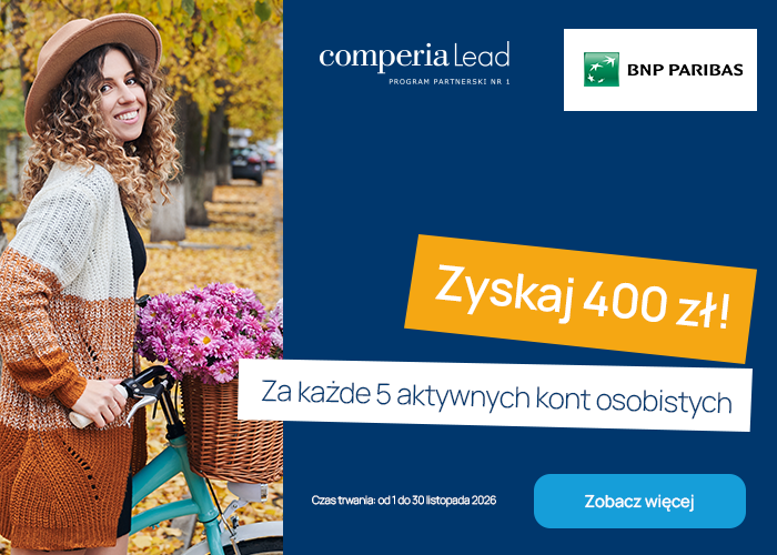 Im więcej kont, tym więcej pieniędzy. Odbierz 400 zł za każde 5 aktywnych kont osobistych BNP Paribas